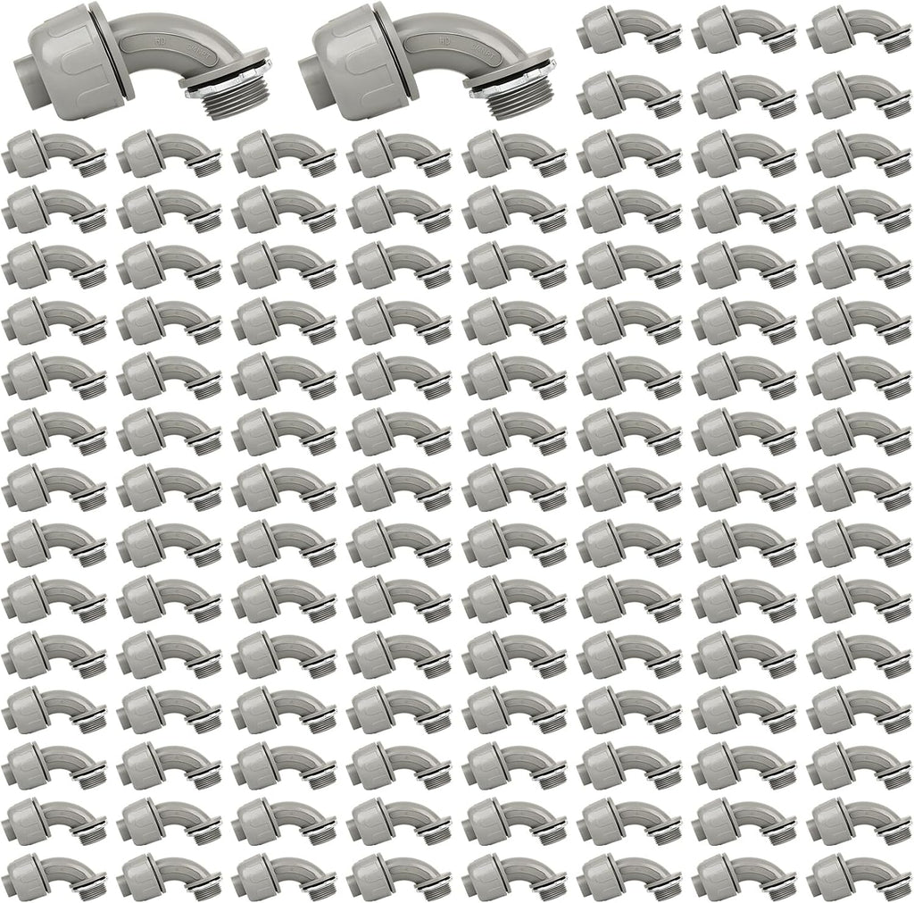 Conduit Connectors, 3/4 Inch, 90-Degree, Grey, 120-Pack