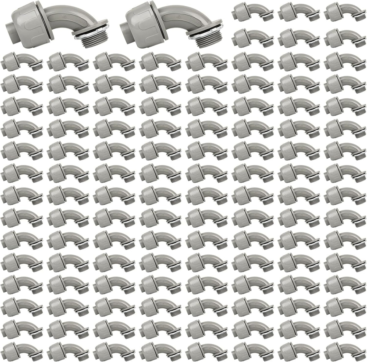 Conduit Connectors, 3/4 Inch, 90-Degree, Grey, 120-Pack