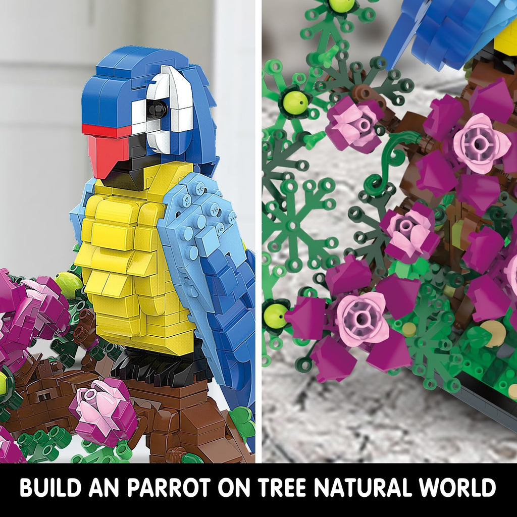 Micro Brick Flower Parrot Toy Building Sets, Home Decor and Office Art Creative Gift, DIY Plant Model for Adults, for