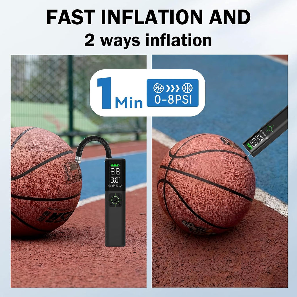 Z10 Electric Ball Pump for Sport Ball,2000mAh 15 PSI Portable Automatic Air Pump Fast Ball Inflator with 2