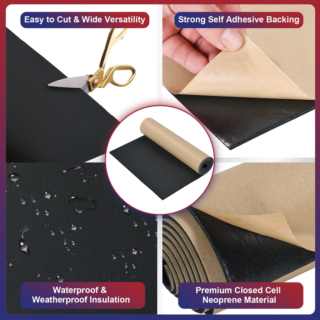 Neoprene Foam Sheet 1/8" x 12" x 48" with Adhesive Backing