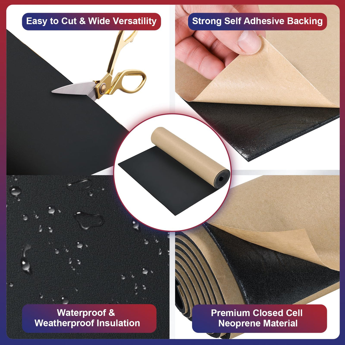 Neoprene Foam Sheet 1/8" x 12" x 48" with Adhesive Backing