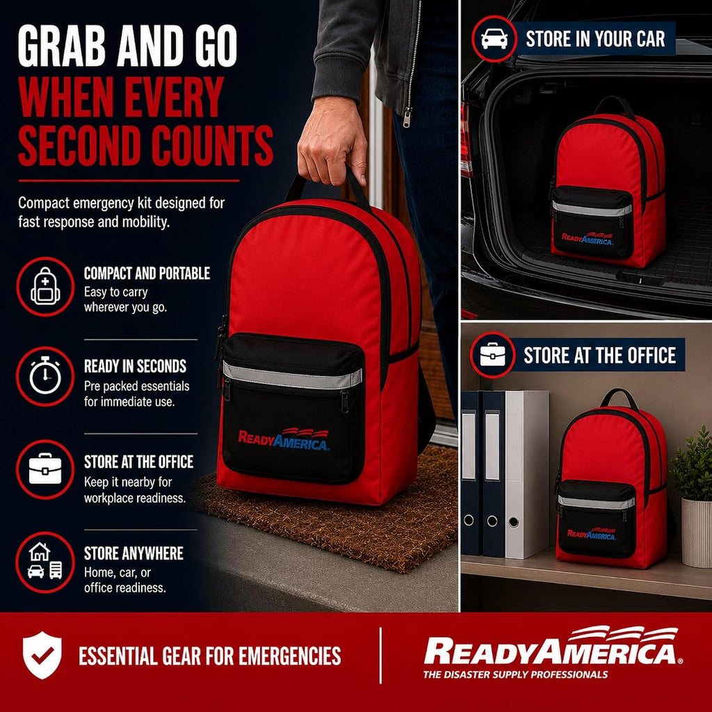70180 72 Hour Emergency Kit, 1-Person, 3-Day Backpack, Includes First Aid Kit, Survival Blanket, Emergency Food