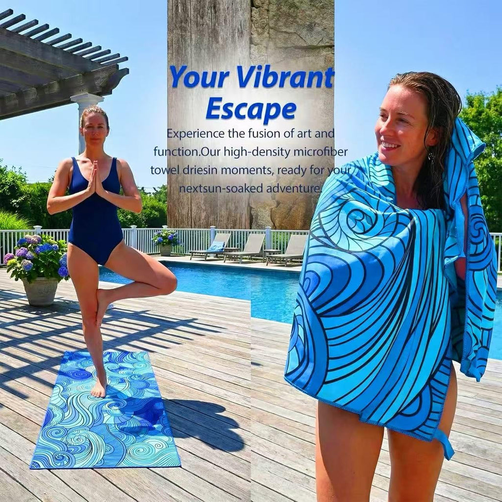 Microfiber Lightweight Beach Towel, Beach Blanket, 71 Inch x 32 Inch, Ultra Portable, Sand Free, Fast air-Drying