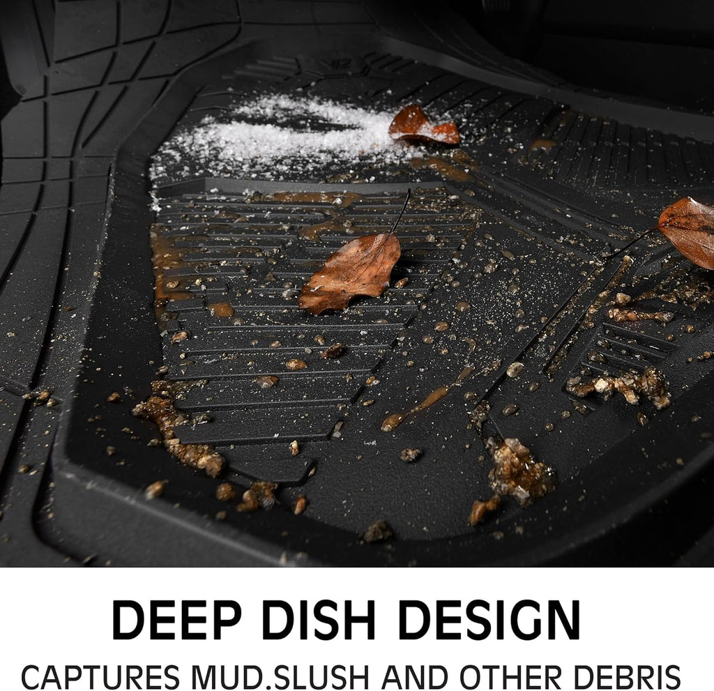 Heavy Duty Rubber Car Mats with Cargo Liner, Deep-Dish Car Floor Mats and Trunk Mat All Weather, Universal