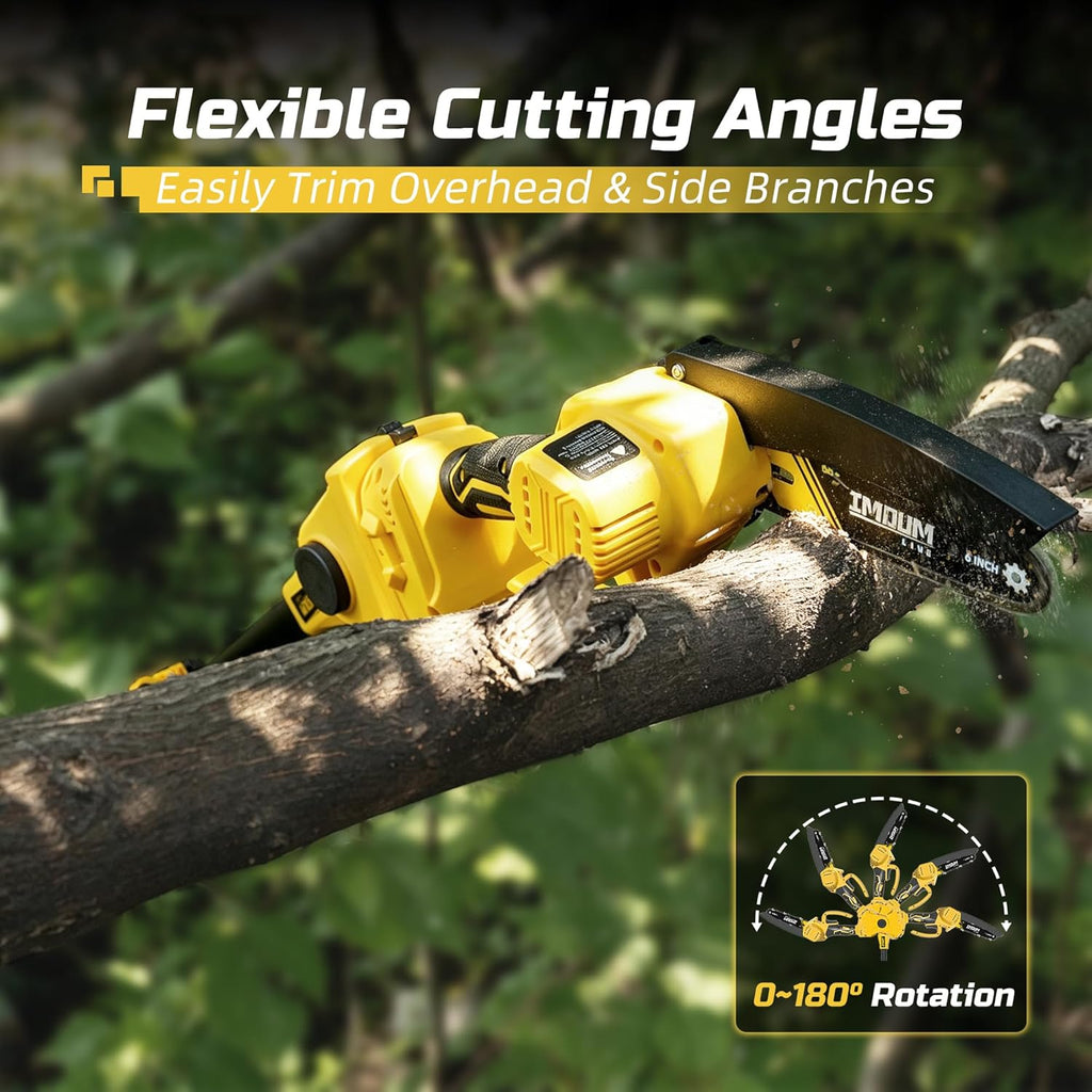 6-Inch Cordless Pole Saw & Mini Chainsaw Ultra Lightweight | Electric Pole Saws for Tree Trimming, 21V 2.0Ah Battery