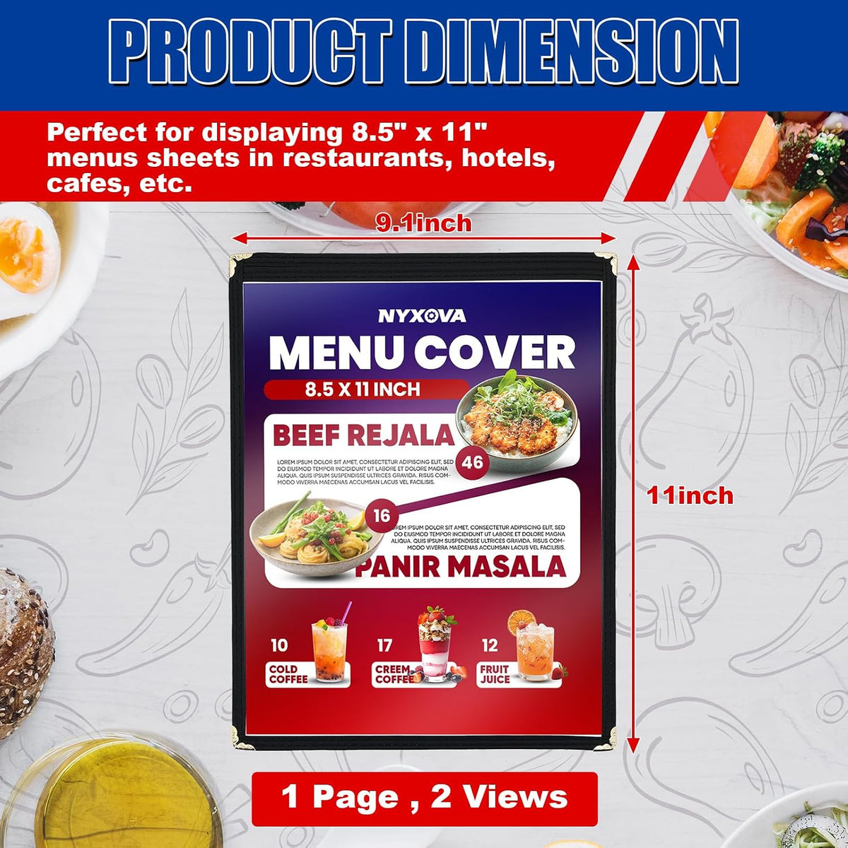 10 Pack 8.5 x 11 Inch Menu Covers 1 Page, Clear PVC Menu Sleeves