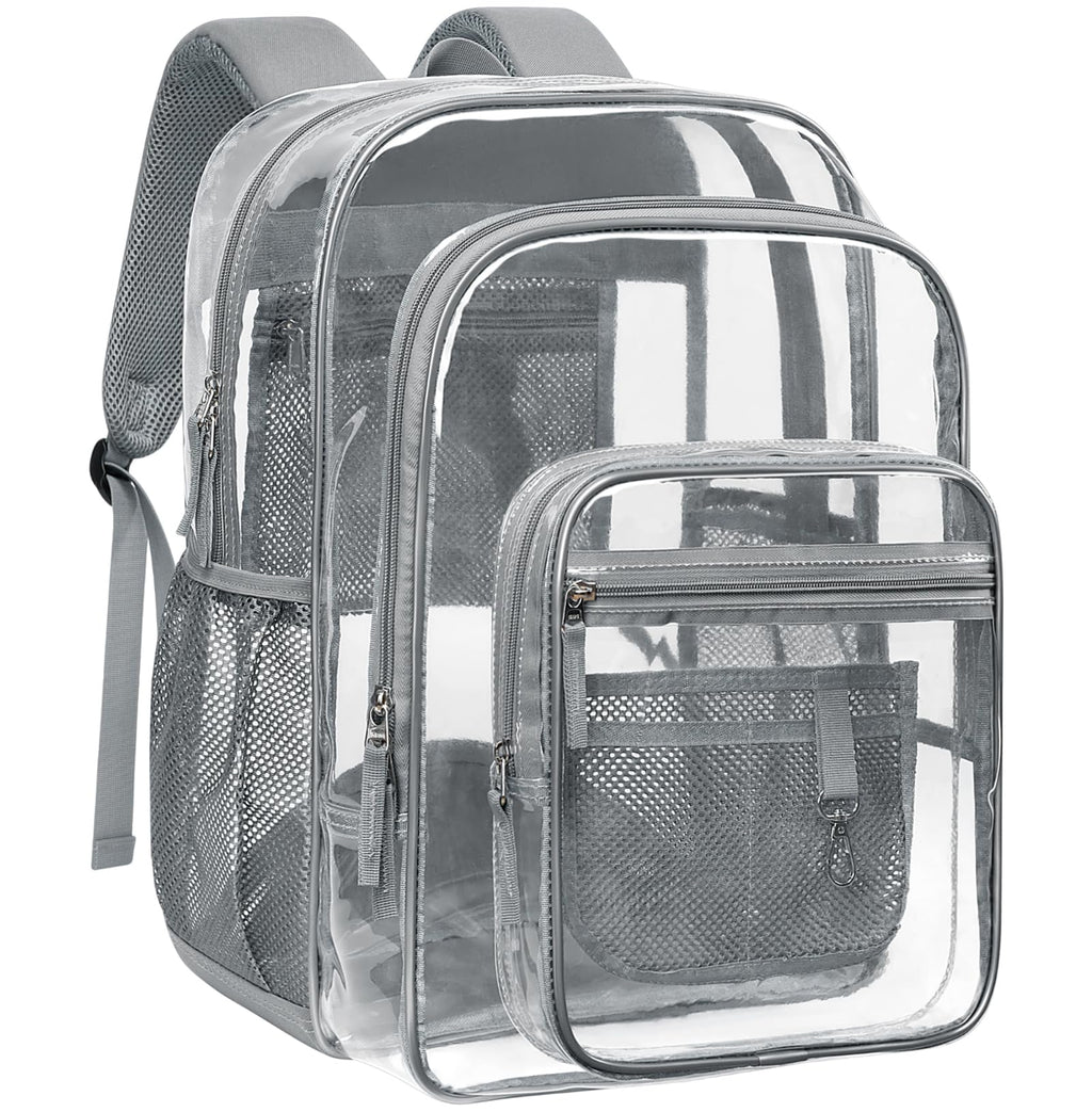 Clear Backpack for School - 18 Inch Extra Large Clear Bookbag, Gray