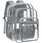 Clear Backpack for School - 18 Inch Extra Large Clear Bookbag, Gray
