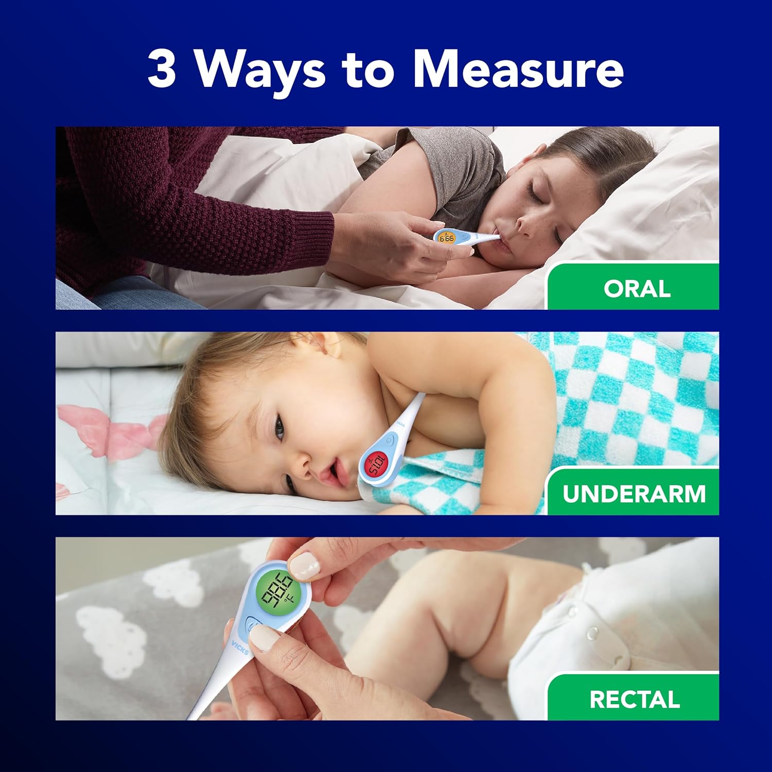 SpeedRead Digital Thermometer for Baby, Kids & Adults, Color-Coded Readings, Oral, Baby Rectal Thermometer or Under
