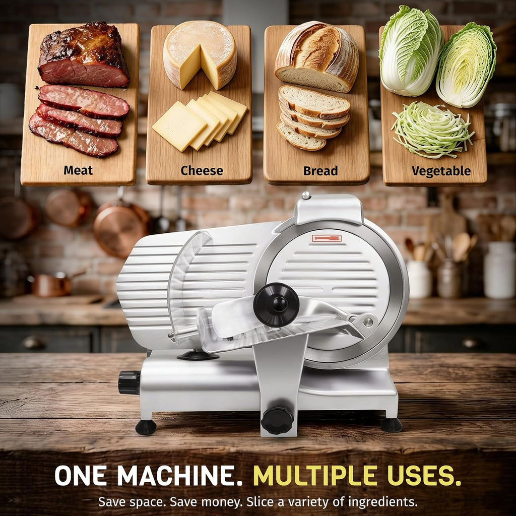 Commercial Meat Slicer 320W, 10" Blade, 1-12mm Adjustable, NSF Certified