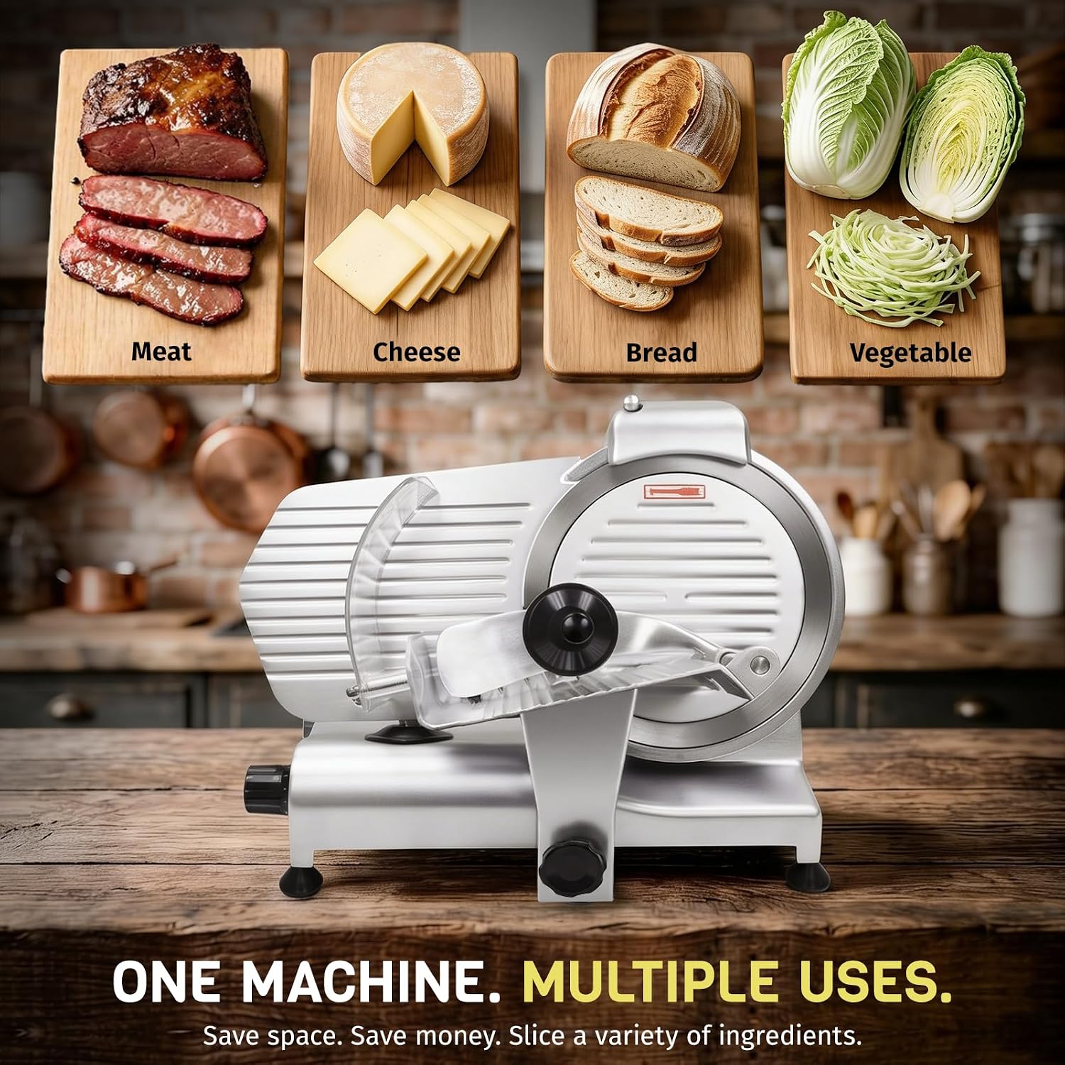 Commercial Meat Slicer 320W, 10" Blade, 1-12mm Adjustable, NSF Certified