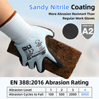 12 Pairs ANSI A2 Cut Resistant Work Gloves for Safety Work，LT5627，M