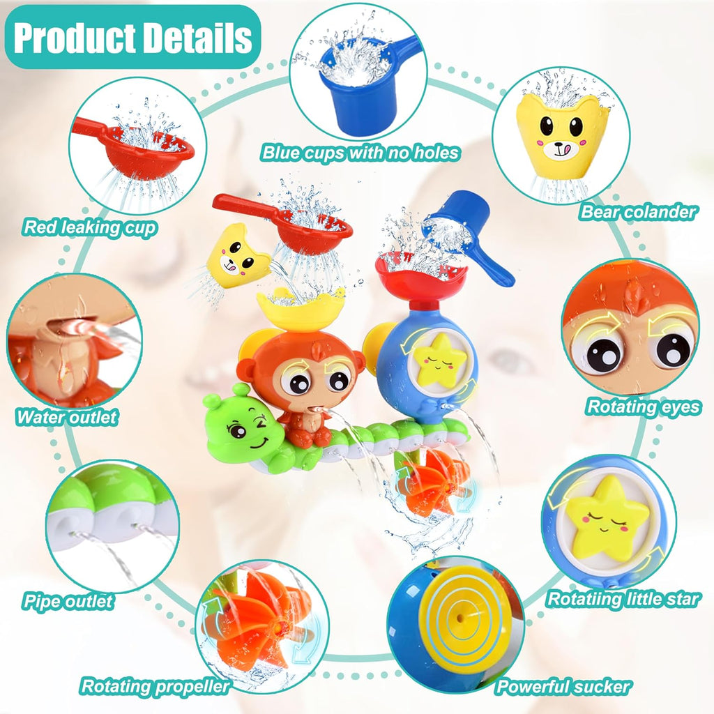 Bath Toys for Kids Ages 1-3 Toddler Bath Toys for Babies 1 2 3 Year Old Boys Girls Water Bathing Tub Toy for 12 18