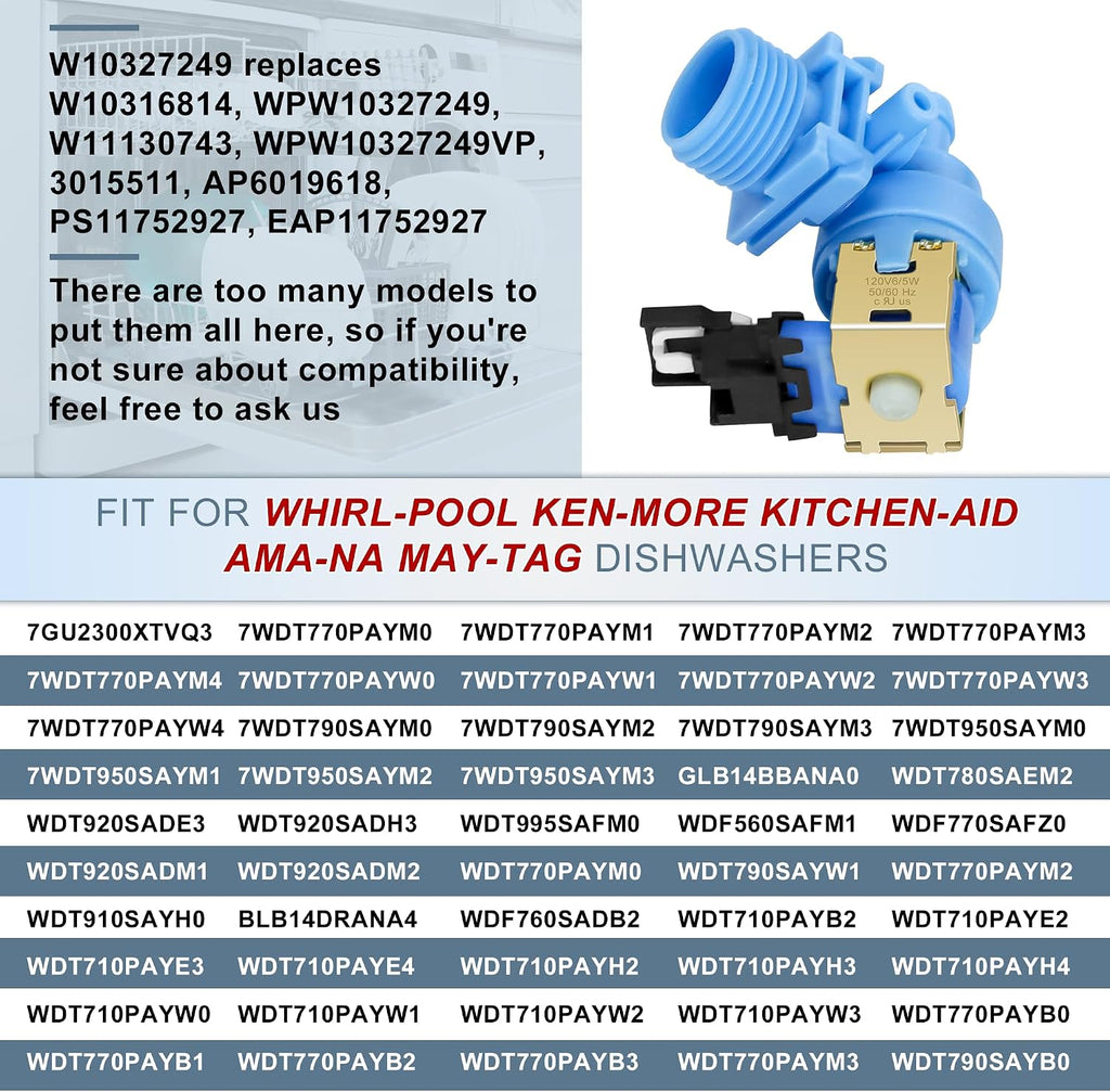 W11175771 W10327249 W10327250 Dishwasher Water Inlet Valve