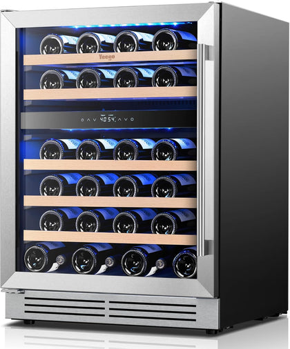 24 Inch Dual Zone Wine Fridge with 52 Bottle, Left-Hinged