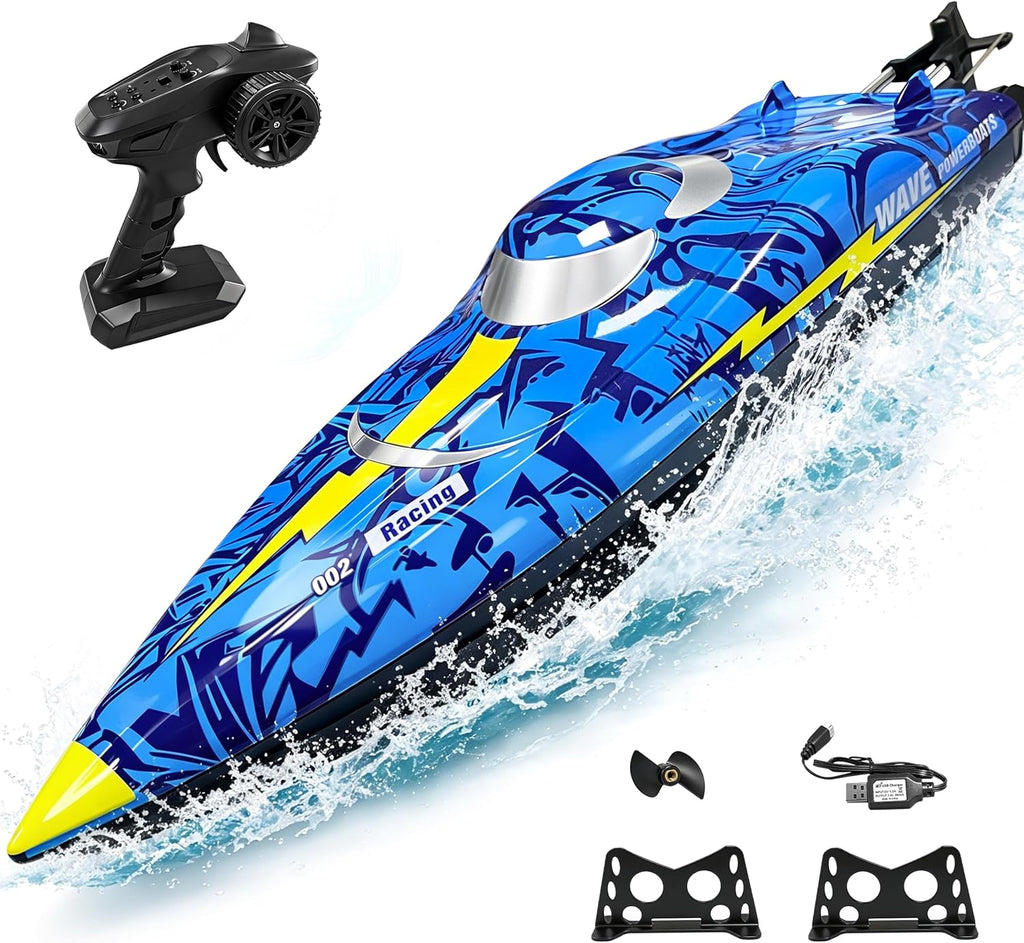 16 Inch High-Speed RC Boat for Adults & Kids, 40+ KPH Large Fast Remote Control Boat for Pools, Lakes & Rivers, with