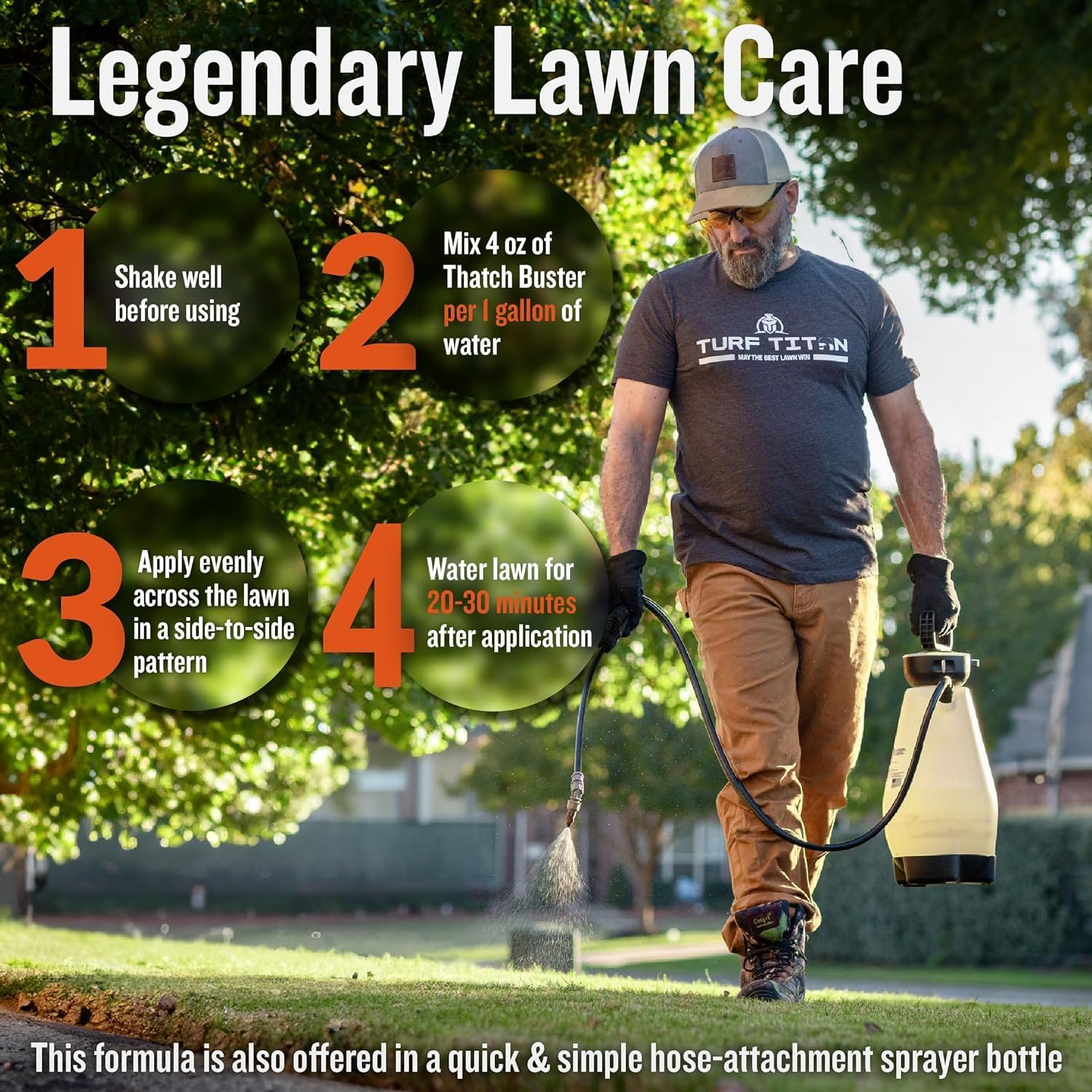 Thatch Buster Liquid Lawn Aerator and Dethatcher (32 oz) with Hose End Sprayer – Liquid Soil Loosener for Compacted &