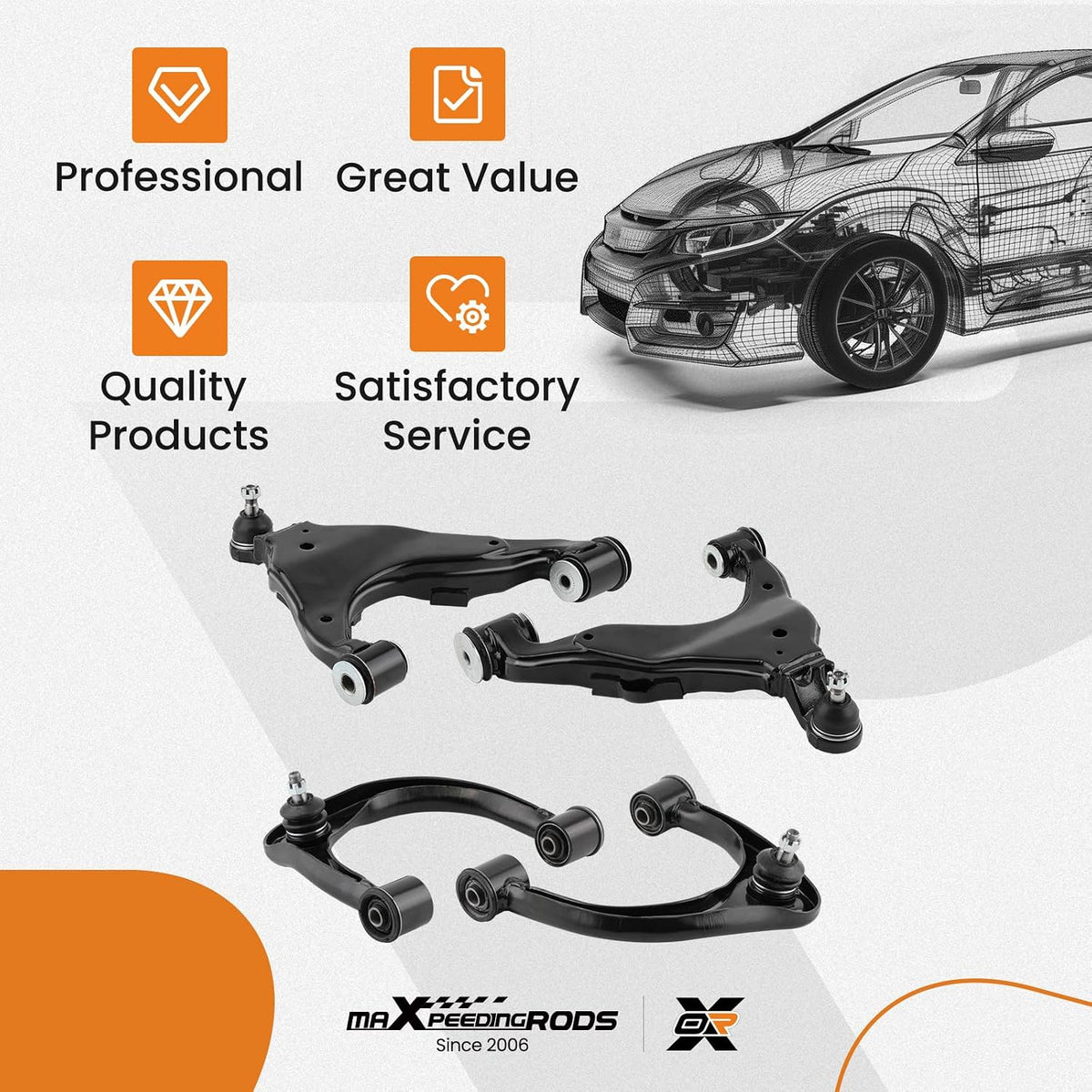 maXpeedingrods 4Pcs Front Control Arms Kit for Toyota Tacoma 4WD 2005-2015