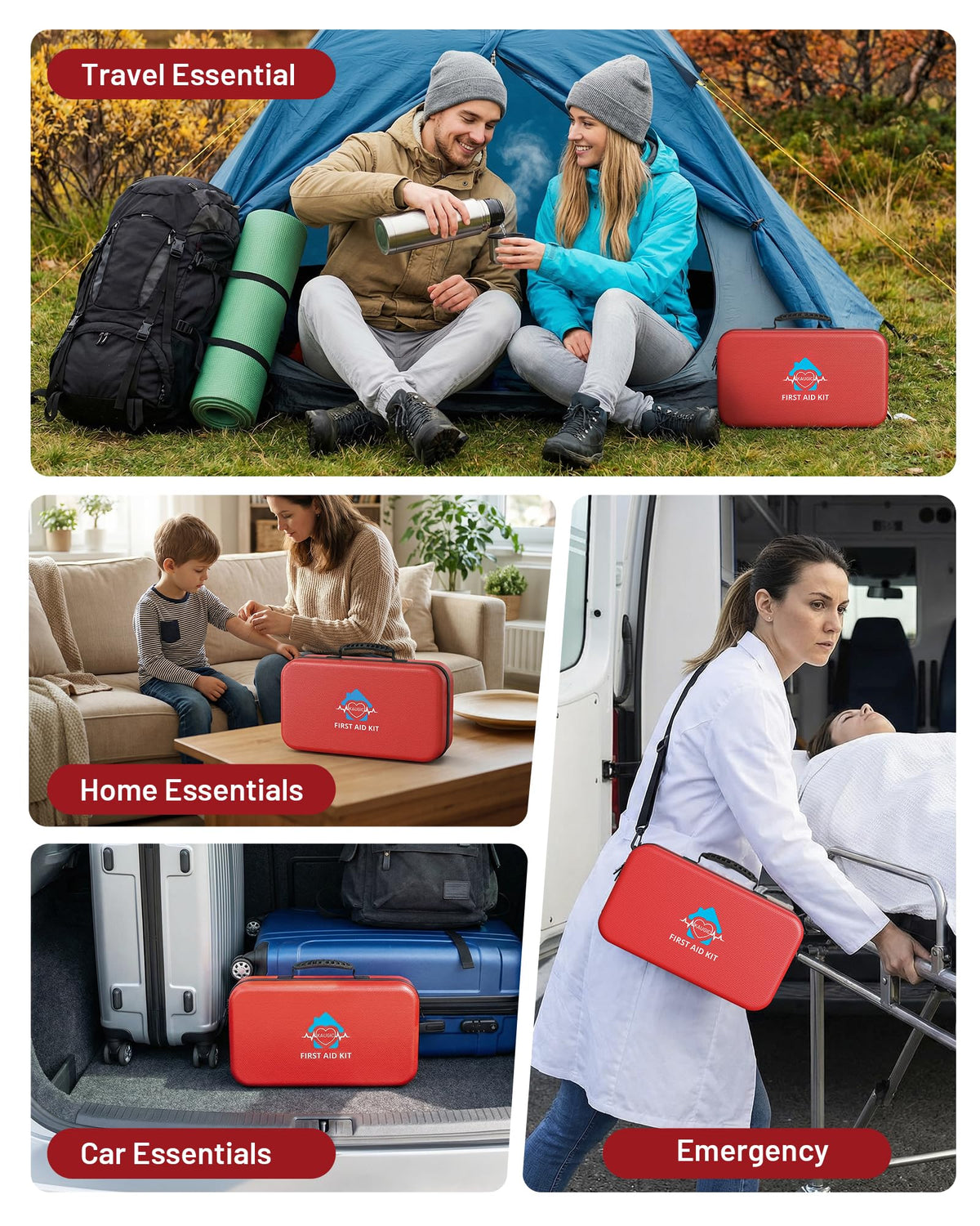 500PCS Waterproof Hard Shell First Aid Kit, Travel