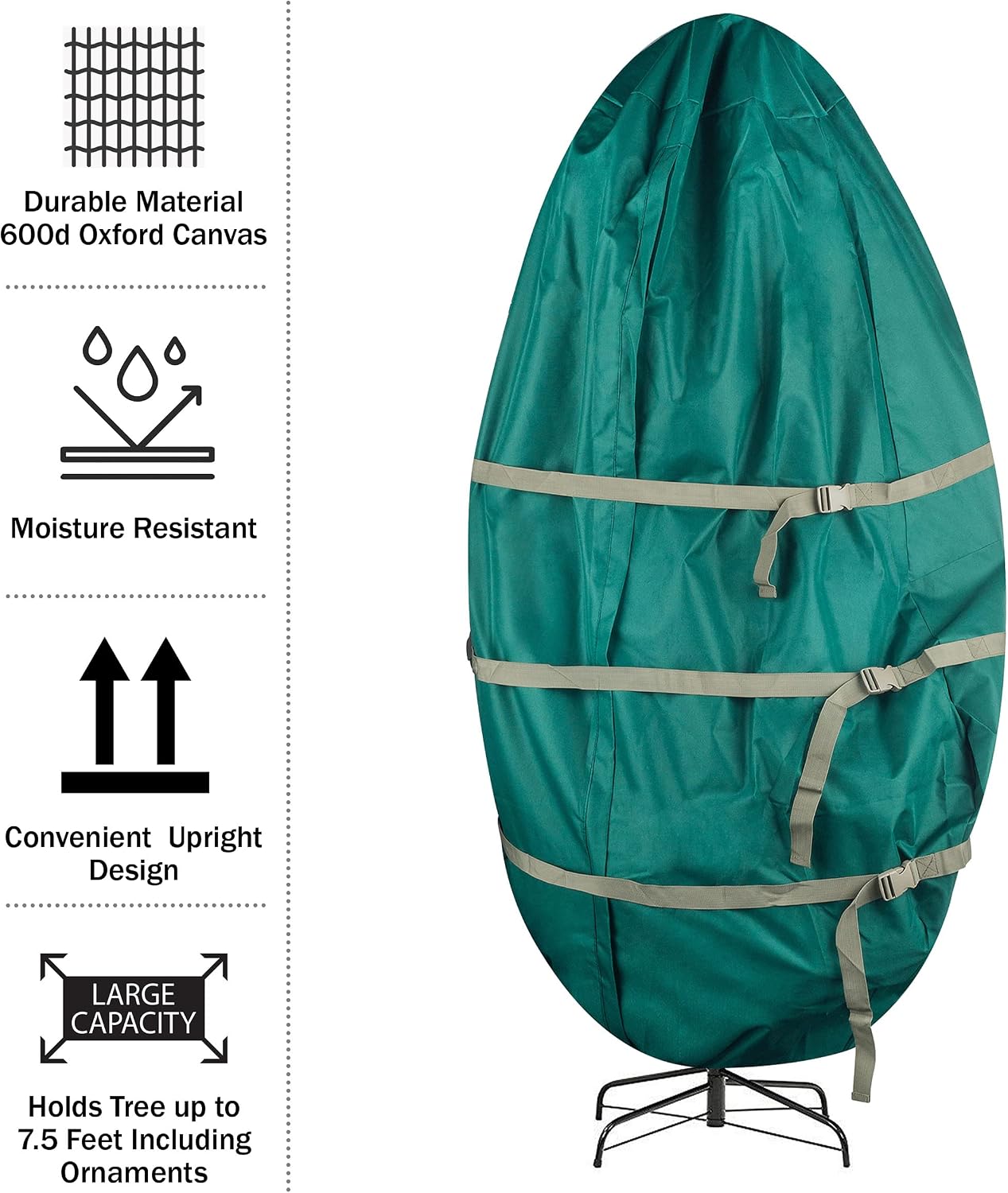 Upright Christmas Tree Storage Bag - Canvas Cover for 7.5-Foot Artificial Trees, Inflatables, and Christmas