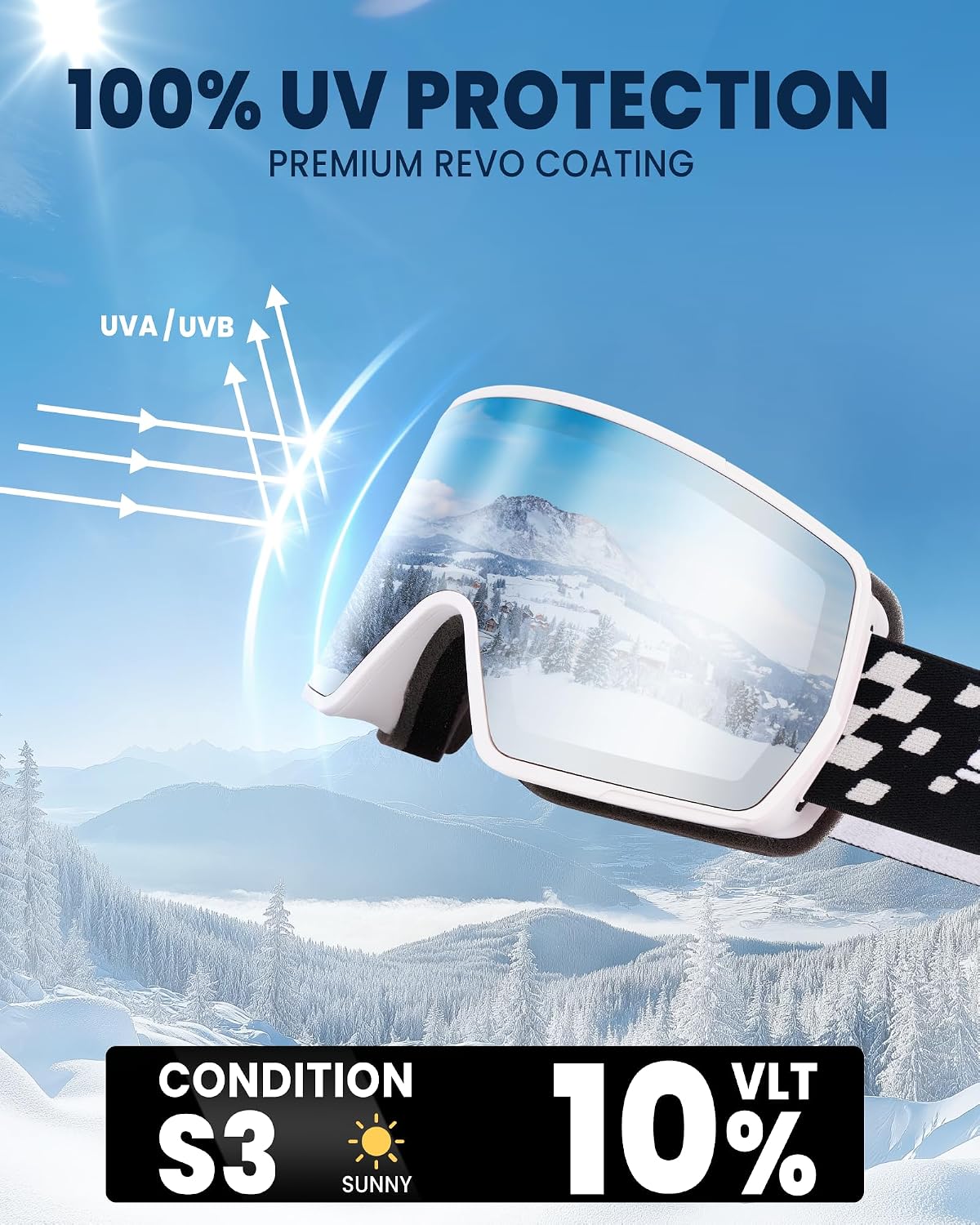 Ski Goggles – Anti-Fog, HD OTG Snow Goggles with UV400 Protection, Snowboard Goggles for Men, Women, and Youth