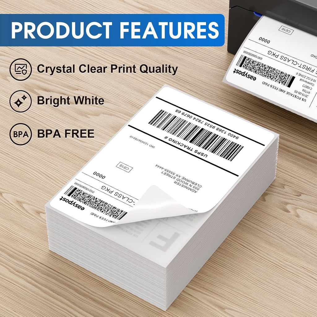 4" x 6" Direct Thermal Shipping Labels, 500 Fanfold, White | 4" x 6" Fanfold Shipping Labels; Permanent Adhesive