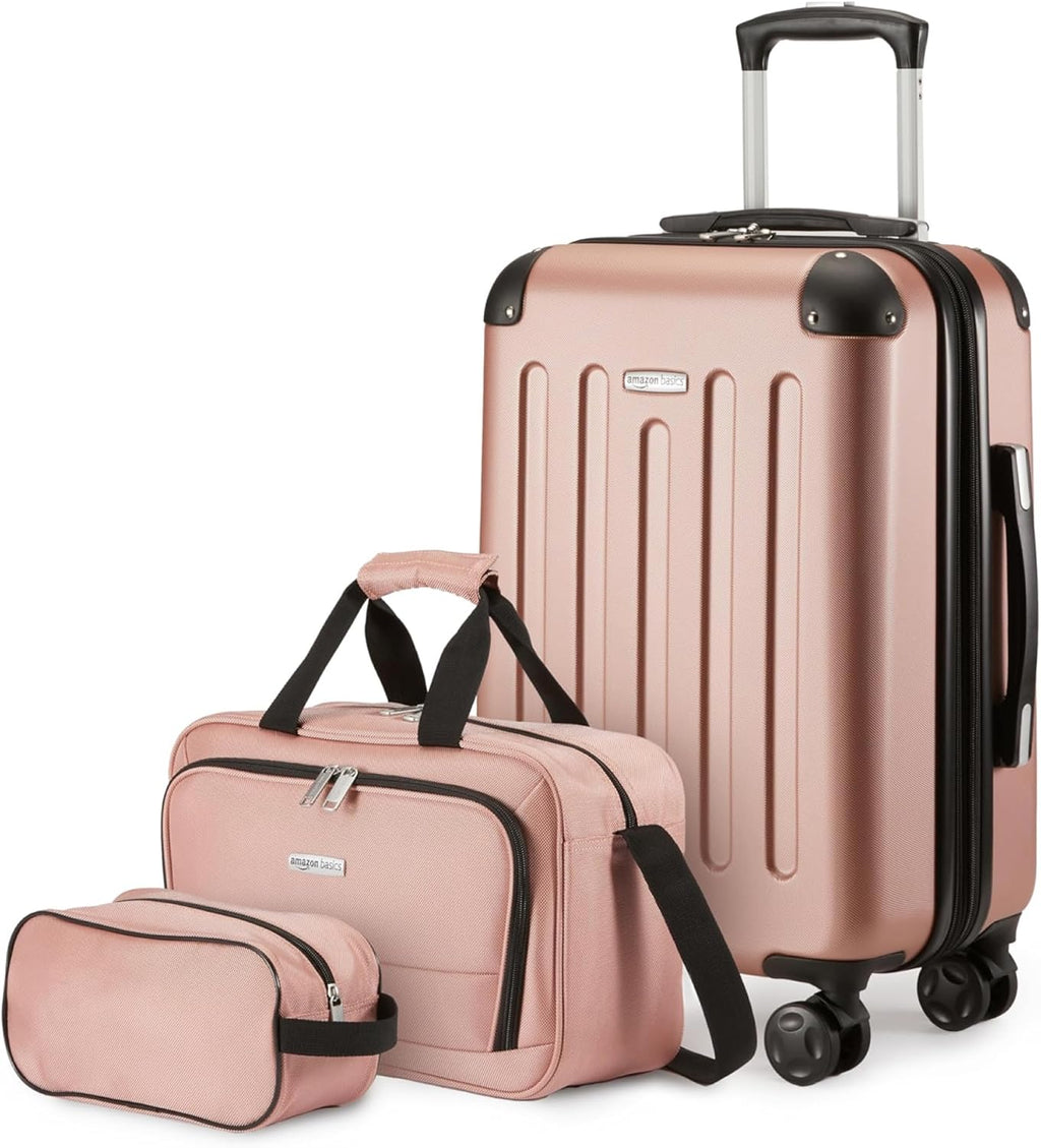 3-Piece Luggage Set, Including One 22" Expandable Hardside Suitcase With 8 Spinner Wheels, One 15-inch Tote Bag, and