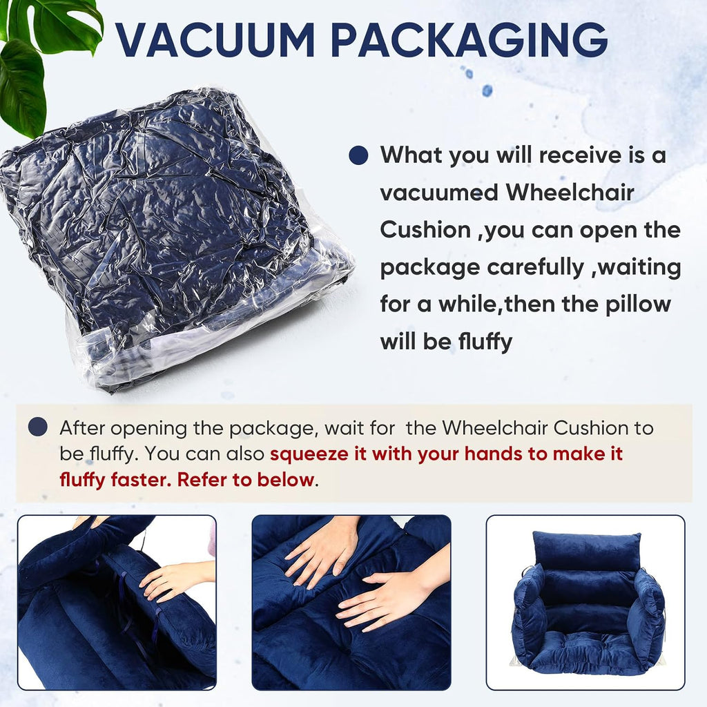 Wheelchair Cushion Wheelchair Seat Cushion with Strap Recliner Suitable for 18 Inches Armrest and Support for