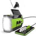 Emergency Radio with Flashlight & Reading Lamp, NOAA/AM/FM Weather Radio | Hand Cranked, Solar Powered, 4000mAh