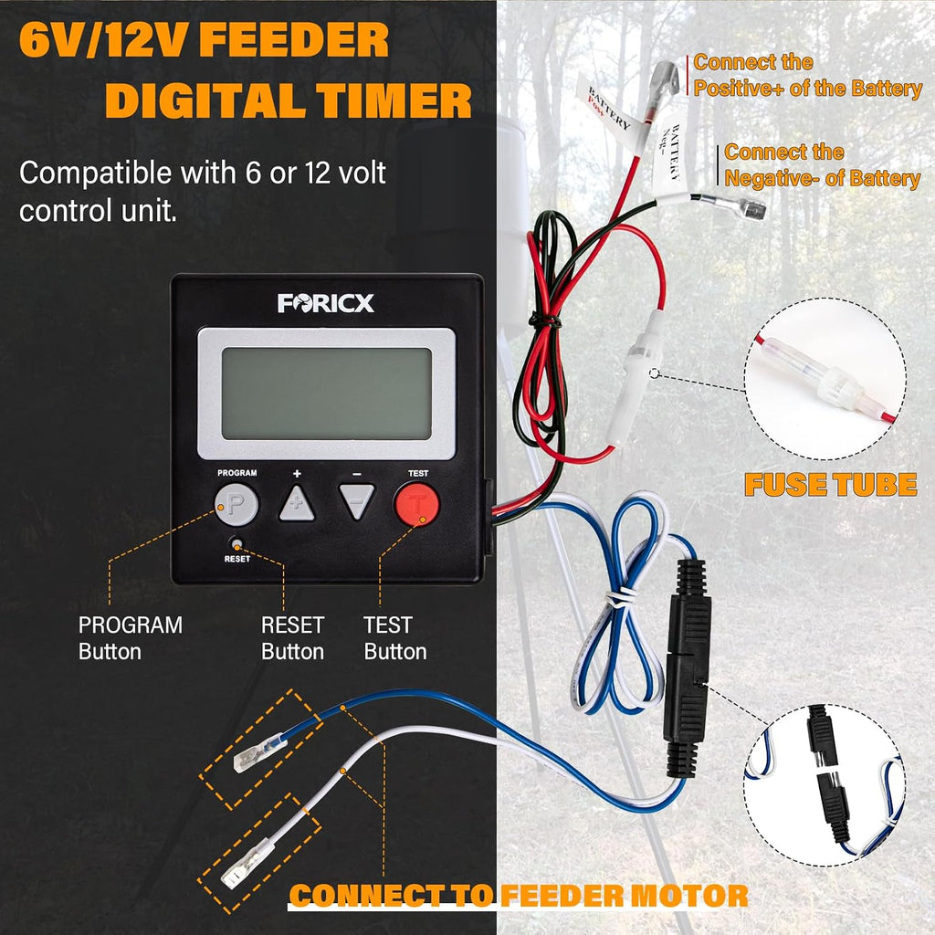 Deer Feeder Digital Timer, 6V/12V Digital Timer for Deer Feeder Goat Feeder, Advanced Feeding Timer with Up to 8
