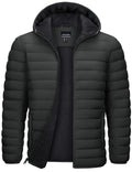 Mens Puffer Jacket with Hood Winter Sherpa Down Coat Dark Gray S