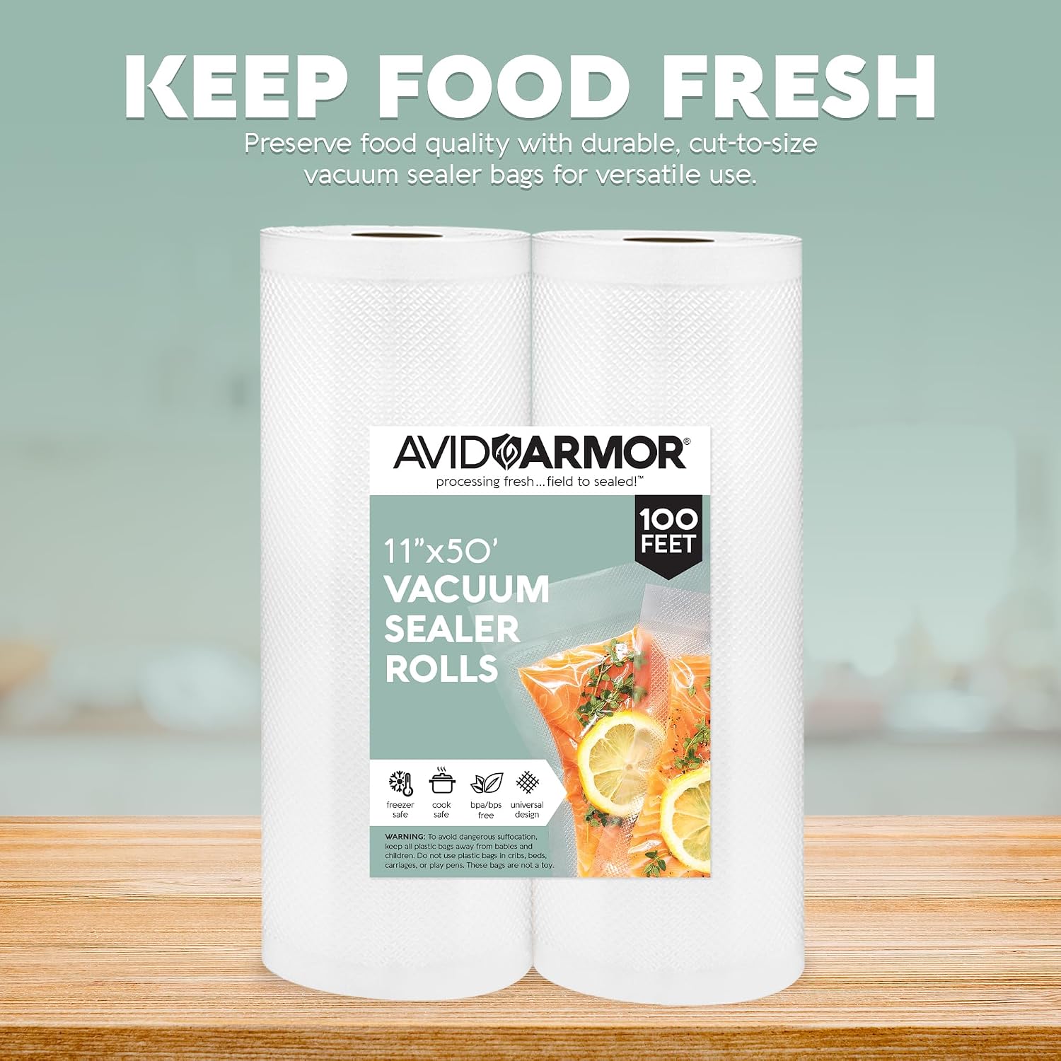 Vacuum Seal Rolls, Vac Seal Bags for Food Storage, Meal Saver Freezer Vacuum Sealer Bags, Sous Vide Bags Vacuum