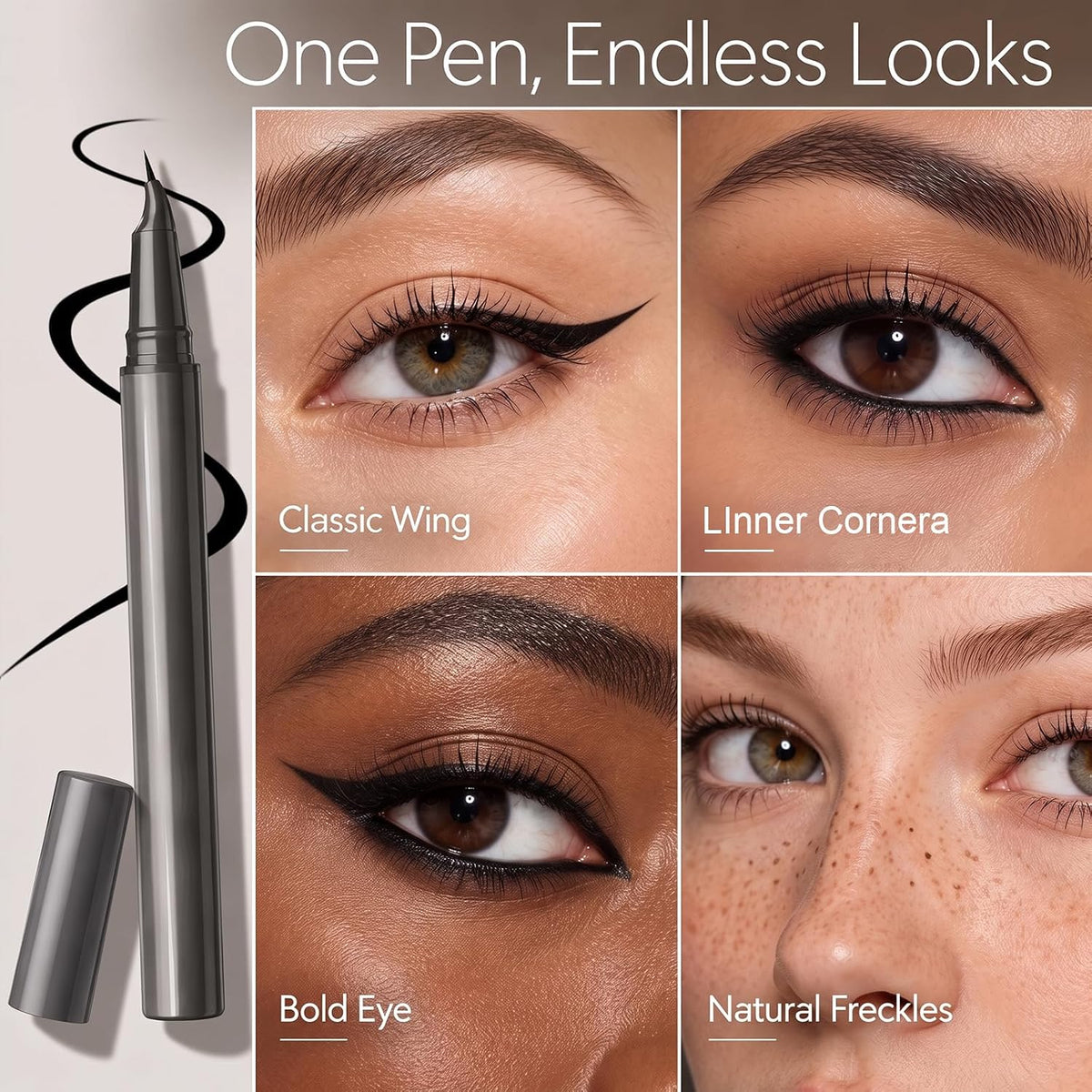 Ultra-Fine Liquid Eyeliner with 19° Angled Tip, Clear-Sight Tip Design