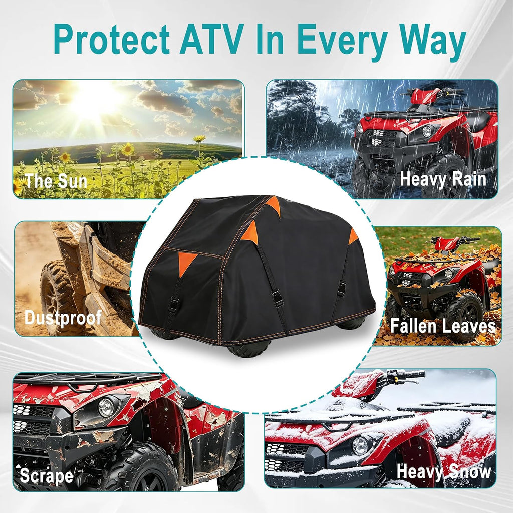 900D ATV Cover Outdoor Storage with Vents for Polaris Sportsman 500 550 | 91'' Large ATV Covers with 3 Wind-Proof