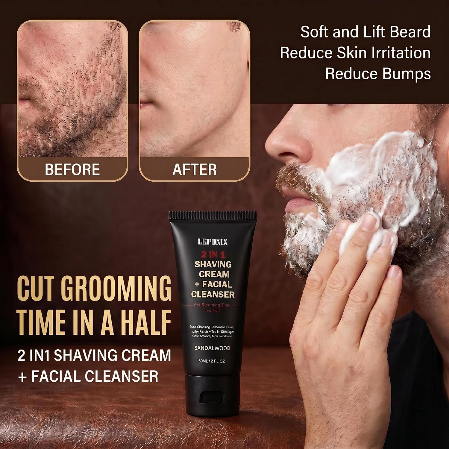 Men's Shaving Kit 4 Piece with Shaving Brush and Bowl Sandalwood