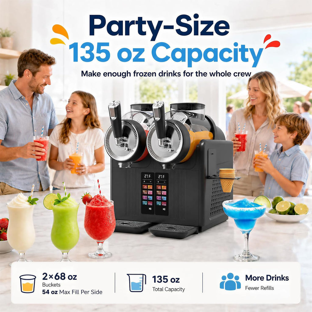 Dual Tank Slushie Machine for home,135oz Soft Serve Ice Cream Maker