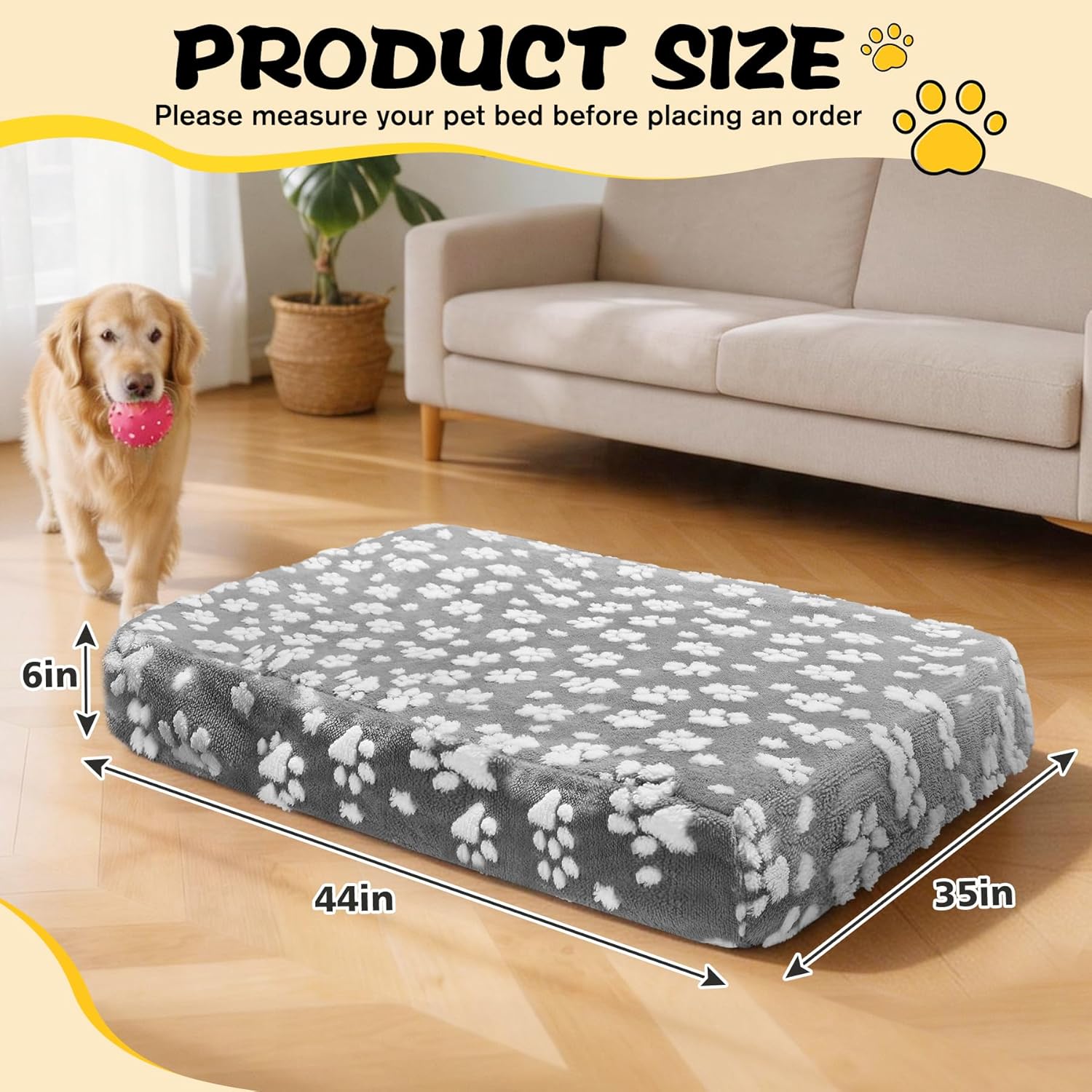 Waterproof Dog Bed Covers Replacement Soft Washable Reversible Dog Bed Sheets with Elastic Band and Lovely Print for