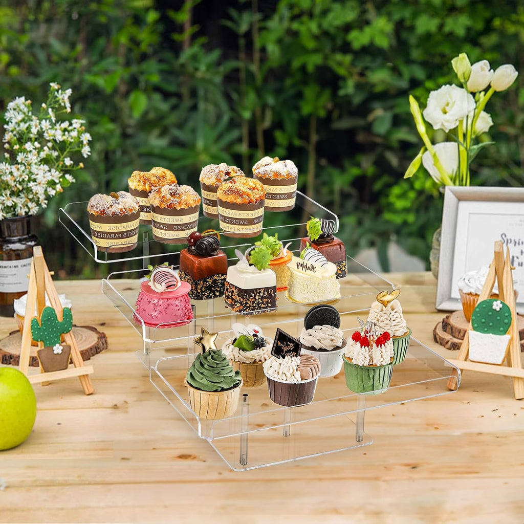 Clear Cupcake Stand, 3 Tiered Acrylic Dessert Table Display Set