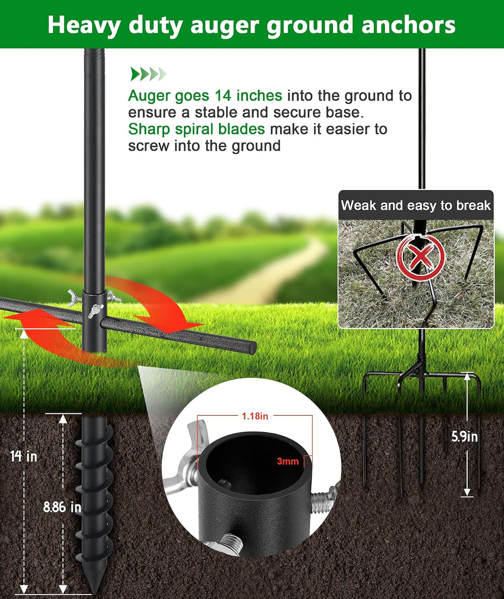 Heavy Duty Bird Feeder Pole - 73 Inch Adjustable 1 Inch Metal Bird House Pole with 14” Deep Auger Base | Outdoor