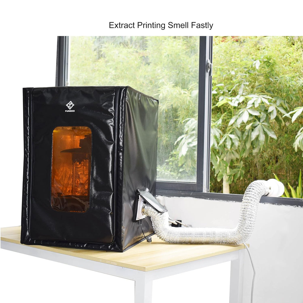 3D Printer Enclosure with Ventilation Kit & LED Lighting– Thermal Insulation Cover & Fume Extraction Tent for
