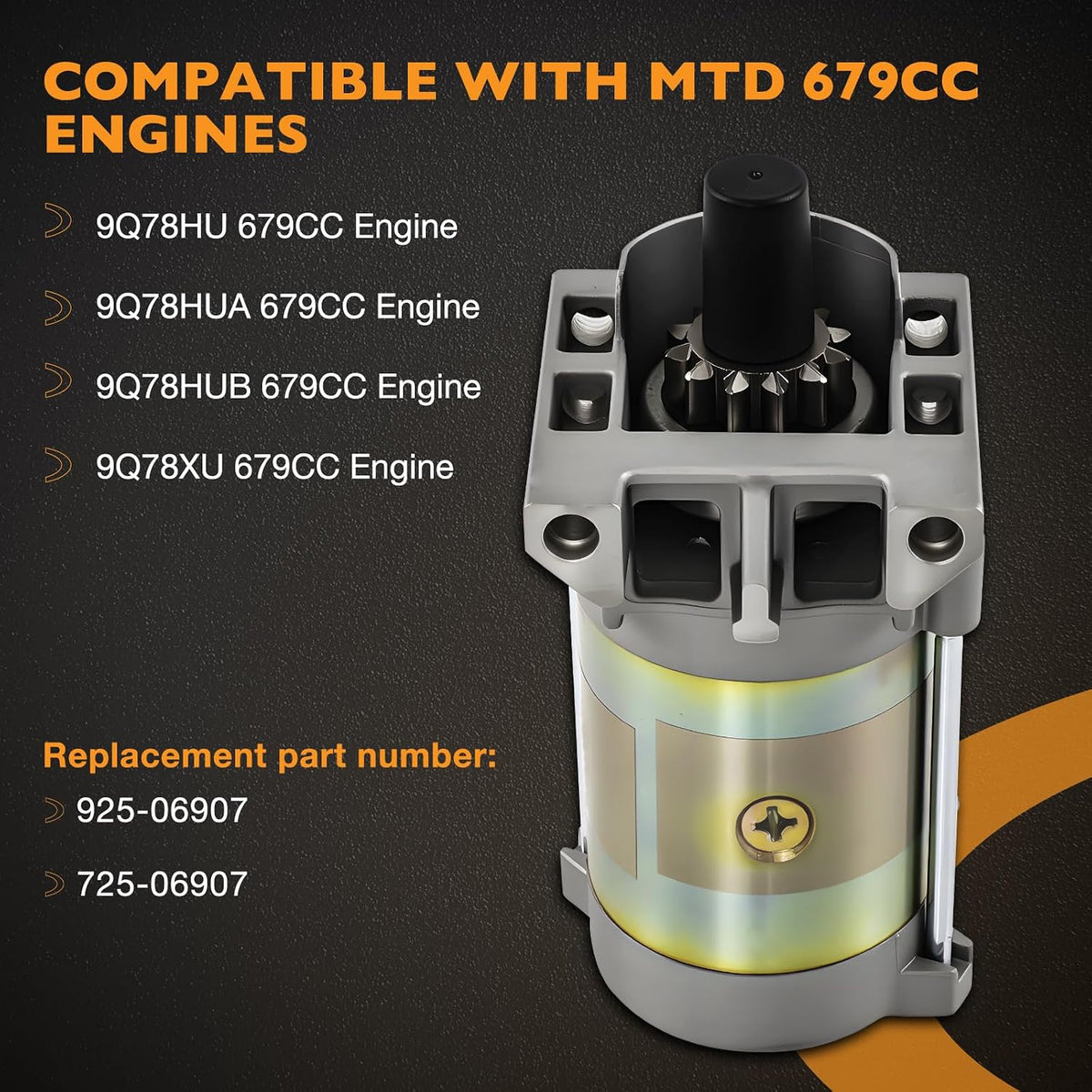 HQPASFY 925-06907 Electric Starter Motor fits MTD Cub Cadet