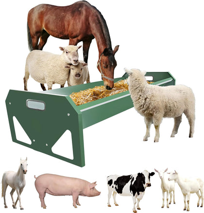 [New Upgrade] Stainless Steel Goat Feeder 45 Inch, Heavy Duty Large Capacity Feed Trough, Thickened Livestock Feeder