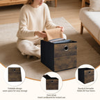 4 Pack Durable Storage Cube Bins with Wood Grain,Thickened Fabric Box,Storage Baskets for Open