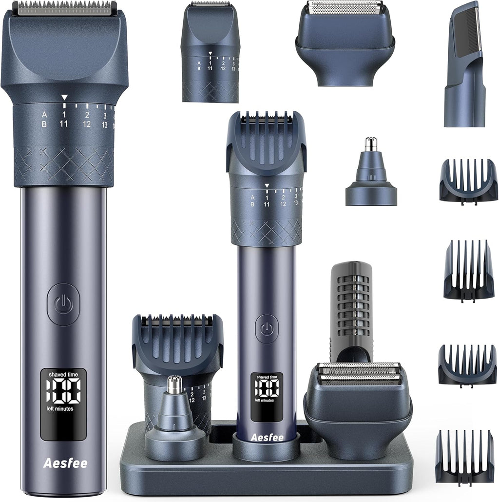 Beard Trimmer for Men, 5-in-1 Waterproof Electric Razor & Hair Clippers Grooming Kit with 20 Precision Dial Lengths
