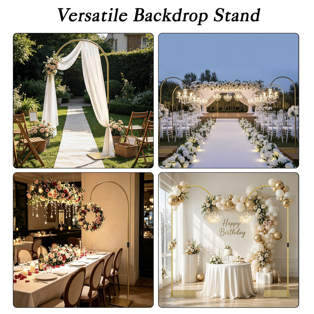 Heavy Duty Half Wedding Arch Backdrop Stand with Hooks Adjustable 5.6-7.6FT