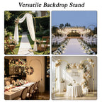 Heavy Duty Half Wedding Arch Backdrop Stand with Hooks Adjustable 5.6-7.6FT