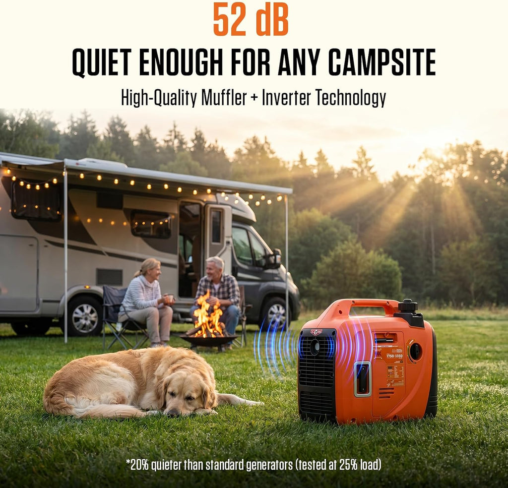 1750W Inverter Generator Portable Gas Generator for Camping Home | Ultra-Light 26.5lbs, One-Hand Carry. Super Quiet