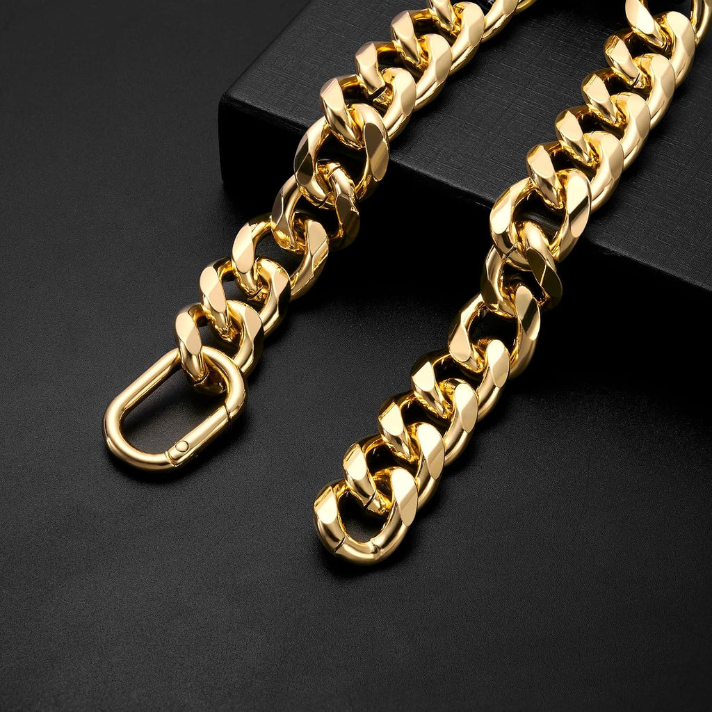 19MM Thick Light Metal Cuban Link Collar - Gold Dog Chain for Medium Large Dogs - 20 Inch Necklace