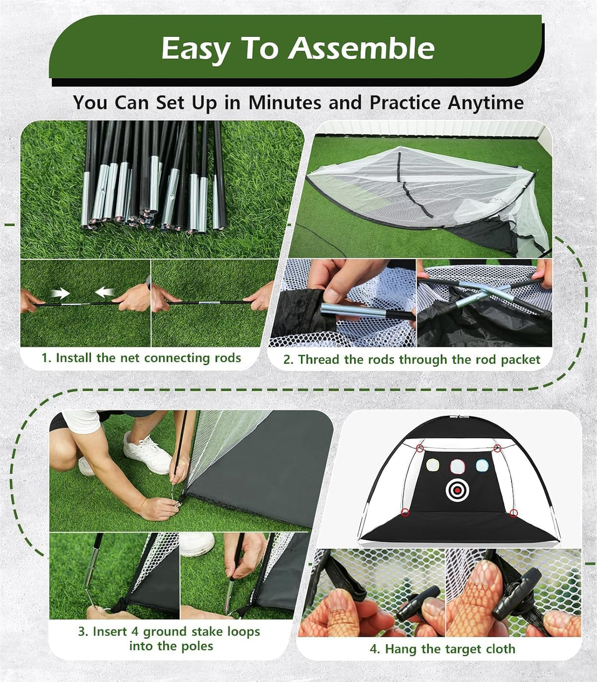 Golf Net, 10x7FT Home Golf Hitting Aids Equipment with Foldable Tri-Turf Mat for Backyard Driving Chipping Swing with